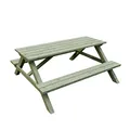Produktbild: TETZNER & JENTZSCH Ella Picknicktisch grün 180cm I Massive Holzbank wetterfest imprägniert I Gartentisch für das Picknick oder als Bierzeltgarnitur I Gartenbank mit Tisch I Sitzbank Outdoor Holztisch