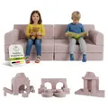 Produktbild: Juskys® Kindersofa Kayo – Cord, modular & weich, Sofa für Kinderzimmer & Spielzimmer, sicher, flexibel, pflegeleicht, mit abnehmbaren Bezügen – Rosa