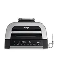 Produktbild: Ninja MAX 6-in-1-Grill & -Heißluftfritteuse für den Innenraum, 6 Kochfunktionen, für bis zu 6 Burger, 3,8-l-Fassungsvermögen, kaum Rauch, enthält digitales Bratthermometer, Grau/Silber, DG551EU