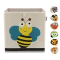 Produktbild: LIFENEY Aufbewahrungsbox Kinder mit Biene Motiv I Spielzeugbox mit Tiermotiv passend für Würfelregale I Ordnungsbox für das Kinderzimmer I Aufbewahrungskorb Kinder