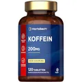 Produktbild: Koffeintabletten 200mg pro Stück | Hochdosiert | Ohne Unerwünschte Zusätze | 120 Vegan Caffeine Pills | by Horbaach