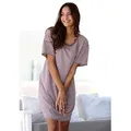 Produktbild: Sleepshirt ARIZONA, Damen, Gr. 36/38, N-Gr, lila (mauve, meliert), Single Jersey, Obermaterial: 60% Baumwolle, 40% Polyester, meliert, Basic, Basic ca. Mitte Oberschenkel, Rundhals, Krempelärmel,mit Knopf, Kleider Sleepshirt, mit Rundhalsausschnitt