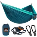 Produktbild: AnorTrek Camping Hängematte, superleichte tragbare Fallschirm Hängematte mit Zwei Baumgurten Einzel oder Doppel Nylon Reisebaum Hängematten… Blue&Dark Blue