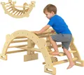 Produktbild: AIYAPLAY Montessori Klettergerüst Indoor, 2 in 1 Kletterbogen aus Holz Natur