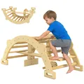 Produktbild: Montessori Klettergerüst Indoor, 2 in 1 Kletterbogen Kletterspielzeug aus Holz