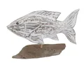 Produktbild: Kaufhaus le petit Tierfigur Deko Holz Fisch auf Treibholz Sockel Maritim Zierfisch Skulptur Figur, Tier Fischfigur Holzfisch Dekofigur Dekoskulptur Dekoobjekt