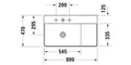 Produktbild: Duravit DuraSquare Waschtisch, 80x47cm, 1 Hahnloch, Becken links, ohne Überlauf, Unterseite glasiert, 23488000411