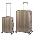 Produktbild: 2er Reisekoffer Set, Handgepäck, Koffer L, Hartschalen Polycarbonat Alu Trolley TSA Zahlenschloss 4 Rollen Travelhouse London 2er Kofferset S, L, Gold