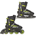 Produktbild: RAVEN Profession 2in1 Schlittschuhe Inlineskates Inliner für Kinder und Erwachsene verstellbar (Black/Lime, 35-39 (23cm-25,5cm))