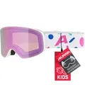 Produktbild: ALPINA FERNIE Q-LITE - Verspiegelte Skibrille für Kinder, Kontrastverstärkende & Polarisierte OTG Gläser, ideal für Brillenträger, Mit 100% UV-Schutz, white-confetti matt/rose