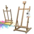 Produktbild: Artina Tischstaffelei Kinder für Leinwände bis 45 cm Sydney – Leinwand Staffelei Holz Sitzstaffelei 27 x 27 x 60 cm Stabile Malstaffelei – Neigungswinkel verstellbar alle Maltechniken geeignet
