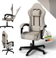 Produktbild: Juskys Gamingstuhl HyperSeat, ergonomisch, Kunstleder, höhenverstellbar – Beige/hellgrau