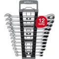 Produktbild: Ringratschen-Gabelschlüssel Set 12-tlg. inkl. Halter i Ring Ratschenschlüssel Set 8-19 mm i Maulschlüssel Satz mit Ringratsche (44665) - Wiha