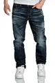 Produktbild: Amaci&Sons Herren Jeans Regular Straight Fit Denim Hose Destroyed 7984 Dunkelblau W40/L34