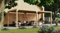 Produktbild: Leimholz Pavillon Holz Gartenpavillon Gartenlaube Cubus Pavillon im Set mit 1 Verlängerung naturbelassen 320x627x239 cm