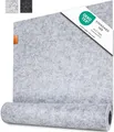 Produktbild: Miqio Design Tischläufer Grau aus Filz | Nachhaltiger Oekotex Filzstoff 150x40 cm abwaschbar | Echtleder Label | Skandinavischer Filzläufer