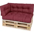 Produktbild: TexDeko Garden Palettenkissen 120x80x18cm wasserabweisend gesteppt Sitzauflage für Europaletten, UV-beständig (3-TLG Set, Bordeaux) - bordeaux