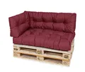 Produktbild: TexDeko® Garden Palettenkissen 120x80x18cm wasserabweisend UV - beständig In- & Outdoor Premium Sitzkissen gesteppt Palettenauflage für Europaletten (3-TLG Set, Bordeaux)