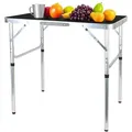 Produktbild: Relaxdays Campingtisch, Schwarz, Metall, Holzwerkstoff, Kunststoff, 75x70x55 cm, Gartenmöbel, Gartentische, Klapptische