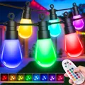 Produktbild: LED Lichterkette Außen Strom Weihnachten - 21M Bunt RGB Farbwechsel Glühbirnen IP65 Wetterfest Outdoor Fernbedienung Retro Color Fairy Light Aussen für Party Terrasse Biergarten Pavillon Balkon Garten