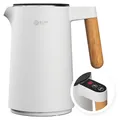 Produktbild: Balter Wasserkocher Edelstahl mit Temperatureinstellung 1,5L, 2200W, BPA-frei, LED-Display, Temperaturwahl 45°C-100°C, Abschaltautomatik, Weiß, Leise