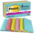 Produktbild: Post-it Super Sticky Notes Cosmic Collection, Packung mit 6 Blöcken, 90 Blatt pro Block, 76 mm x 127 mm, Mehrfarbig- Extra-stark klebende Notizzettel für Notizen