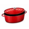 Produktbild: Küchenprofi Bratentopf Provence Oval mit Deckel aus Gusseisen in der Farbe Rot Fassungsvermögen 6L, Maße: 31cm x 12cm, 04 0200 04 31