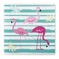 Produktbild: Sovie HOME, Serviette FLAMINGO in Rosa-Pink aus Linclass Airlaid, 40 x 40cm, 1/4 Falz, 12 Stück, Flamingos auf türkis-weißem welligen Hintergrund - Ideal für Garten- & Sommerpartys