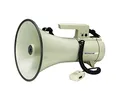 Produktbild: MONACOR TM-35 Megafon mit Hand-Mikrofon und schaltbarer Sirene, 35 Watt Megaphon mit Sprech-Feststelltaste, Schultergurt, Kfz-Anschlusskabel und Tragegriff, in Beige