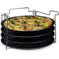 Produktbild: Pizzablech Set, HBT:20x32x32cm, 4 Backbleche mit Ständer, Antihaft, Pizza/Flammkuchen, anthrazit - Relaxdays