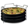 Produktbild: Relaxdays Pizzablech Set, HBT:20x32x32cm, 4 Backbleche mit Ständer, Antihaft, Pizza/Flammkuchen, anthrazit
