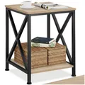 Produktbild: tectake® Industrial Möbel, Beistelltisch Holz und Metall, Schlafzimmer Nachttisch mit 2 Ebenen, Couchtisch mit X-Streben, Wohnzimmertisch, Beistelltisch Couch - Industrial Holz hell, Eiche Sonoma