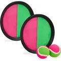 Produktbild: Relaxdays Klettballspiel Set Kunststoff Gummi Pink Grün Verstellbar 2 cm x ø 20,5 cm 0,08 kg