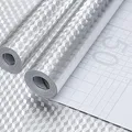 Produktbild: EMAGEREN 2 Rollen Klebefolie Silber Selbstklebend Aluminium Klebefolie Aufkleber Küchenfolie Wasser-und fettdichte Aufkleber Hitzebeständig Tapete Öl-Resistent Tapete Metallfolie, 40 x 200 cm