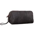 Produktbild: STILORD Charles Kulturtasche Leder Groß Vintage Design für Herren und Damen Kulturbeutel Waschtasche Necessaire mit Henkel Farbe:dunkel - braun