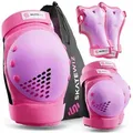 Produktbild: SKATEWIZ Protektoren-Set SMASH Knieschoner Kinder Inliner Schoner Erwachsene Protektoren Set (Schonerset Inliner skates Mädchen Schützer, 6-tlg., Inliner Schoner mit Knie-, Ellenbogen- und Handgelenkschützer), Schützer Inline Skates Kinder Schlittschuhe Schoner L - Jugendliche & Erwachsene