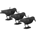 Produktbild: Relaxdays - Vogelschreck, 3er Set, zum Hinstellen & Aufhängen, Kunststoff Krähe, zur Vogelabwehr, Garten & Balkon, schwarz