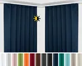 Produktbild: BEAUTEX 2er Set Kräuselband Verdunkelungsvorhang mit U-Band, Gardinen abdunkelnd und Blickdicht (B=140 cm, H=245 cm, Navyblau)