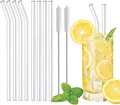 Produktbild: LessMo 8 Stück 21,5cm Strohhalme, Glas strohalme, Wiederverwendbare Glashalme-LFGB Zertifiziert Transparente Glashalme mit 2 Reinigungsbürsten, Explosionsgeschützt, Umweltfreundlich, BPA-frei