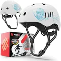 Produktbild: SKATEWIZ Kinder Fahrradhelm Mädchen - Fahrradhelm Kinder Jungen, Fahrradhelm Kinder - Skaterhelm Kinder, Fahrrad Helm Kind, Kinderhelm - Helm Kinder, Helm Fahrrad - Größe S Weiß