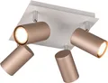 Produktbild: TRIO Leuchten Deckenstrahler MARLEY, GU10 Deckenspot 1-flammig, exkl 4x GU10 max 35W, Wandspot, Leuchtmittel wechselbar, warmweiß - kaltweiß, flexibel verstellbarer GU10 Deckenspot in coffee + warm grey, 24x24 cm