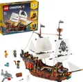 Produktbild: LEGO Creator 3-in-1 Piratenschiff Set, Spielzeug mit 3 Baumöglichkeiten, Baue in Piraten-Taverne oder Pirateninsel mit Totenkopf um, inklusive 3 Minifiguren für Rollenspiel-Abenteuer 31109