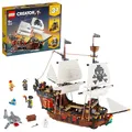 Produktbild: LEGO Creator 3-in-1 Piratenschiff Set, Spielzeug mit 3 Baumöglichkeiten, Baue in Piraten-Taverne oder Pirateninsel mit Totenkopf um, inklusive 3 Minifiguren für Rollenspiel-Abenteuer 31109