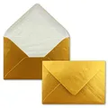 Produktbild: 25 Briefumschläge Gold Metallic Glänzend - DIN C6 - gefüttert mit weißem Seidenpapier - 90 g/m² - 11,4 x 16,2 cm - Nassklebung - NEUSER PAPIER