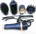 Produktbild: 4 IN 1 Haartrockner Warmluftbürste Set, PARWIN PRO BEAUTY Styler-Set, Föhnbürste mit 4 Aufsätze zum Trocknen, Glätten, Volumen und Stylen, Ionen Pflege, 1000 Watt, Preußischblau