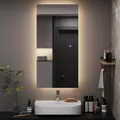 Produktbild: Vicco Badezimmerspiegel Miral, Glas, 100 x 50 cm mit Backlight Beleuchtung, zur Wandmontage mit integrierter LED-Beleuchtung
