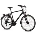 Produktbild: Airtracks Herren Trekking Fahrrad 28 Zoll Trekkingbike TR.2820 Trekkingrad City Bike 24 Gang Shimano ACERA RD-T3000 Kettenschaltung Nabendynamo Schwarz Matt - 60cm Körpergröße 185-195 cm