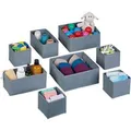 Produktbild: Relaxdays Schubladen Organizer 8-tlg. Set Kunststoff Grau Faltbar 13 cm x 28,5 cm x 28,5 cm