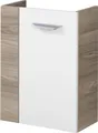 Produktbild: Fackelmann LUXOR Waschbeckenunterschrank schmal Unterschrank für Waschtisch im Gäste-WC (44 cm x 60 cm x 24,3 cm) Türanschlag rechts SBC Badezimmerschrank hängend in Braun hell/Weiß