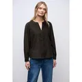 Produktbild: Langarmbluse STREET ONE, Damen, Gr. 36, schwarzest braun, Web, 100% Baumwolle, unifarben, klassisch normal, V-Ausschnitt, Bündchen, Blusen, in Cord-Optik